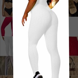 White high waist scrunch butt leggings
